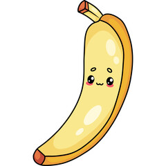 Cute yellow banana kawaii fruit character