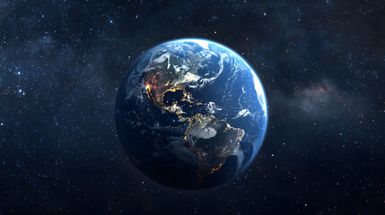 The glowing Earth in space