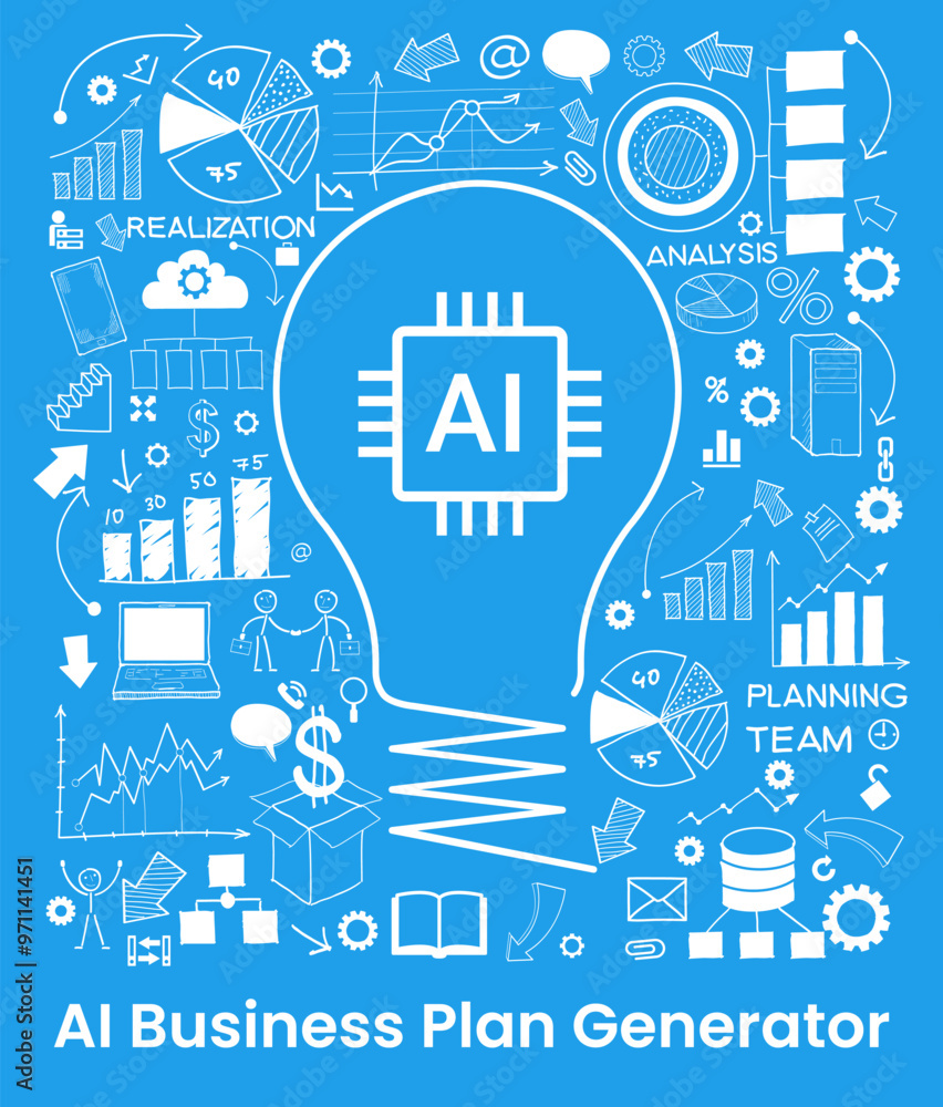 Poster artificial intelligence tool for data analysis business concept. ai technology for charts and market