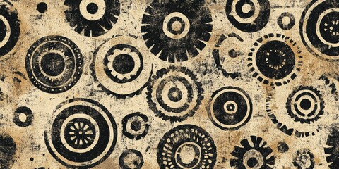 Abstract Gear Patterns on Vintage Background