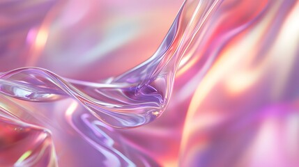 Transparent holographic tech overlays on a muted soft background