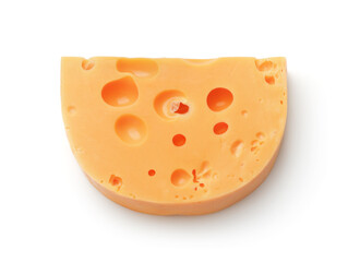 Top view of Maasdam cheese piece