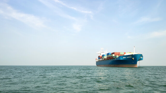 Cargo ship in import export and business logistic
