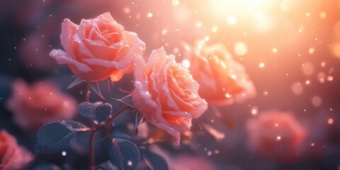 Obraz premium Delicate Pink Roses in Soft, Dreamy Lighting
