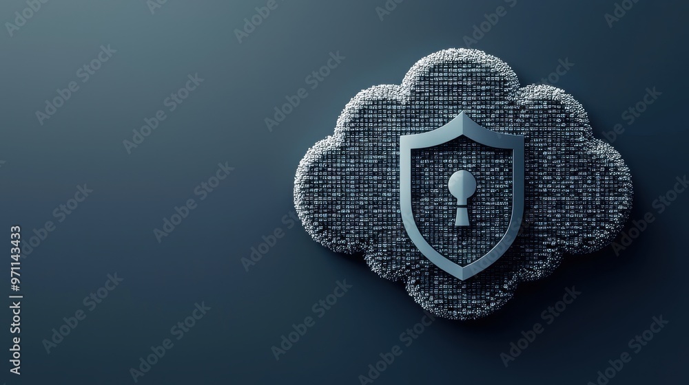 Aufkleber a stylish digital representation of cloud security featuring a shield and keyhole, symbolizing data 