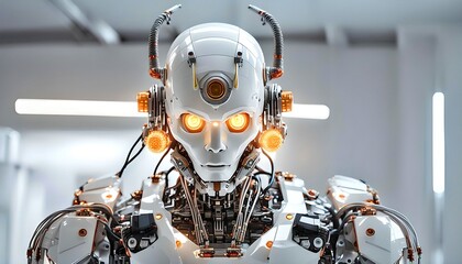 Fototapeta premium Isolated Cyborg Sun Wukong Robotic Chinese Monkey God Background