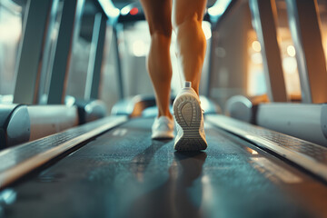 A close-up of footsteps on a treadmill
