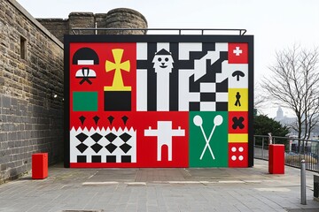 Colorful Geometric Mural on a Building