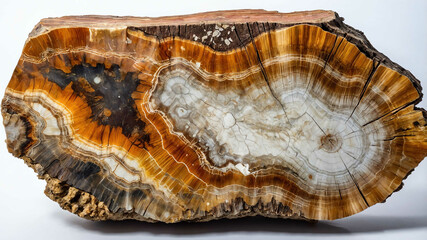 Petrified wood with plain white background