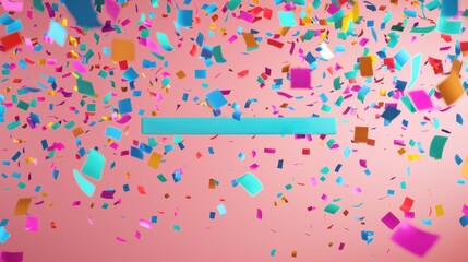 Obraz premium Colorful confetti falling against a pink background, creating a festive and celebratory atmosphere. Perfect for party and celebration themes.