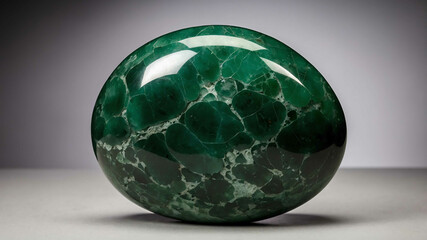 Polished jade stone with plain background