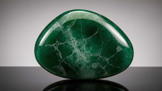 Polished jade stone with plain background