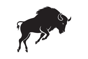 Obraz premium Bison silhouette vector illustration, Bison silhouette vector, Bison silhouette PNG