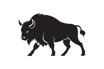 Bison silhouette vector illustration, Bison silhouette vector, Bison silhouette PNG 