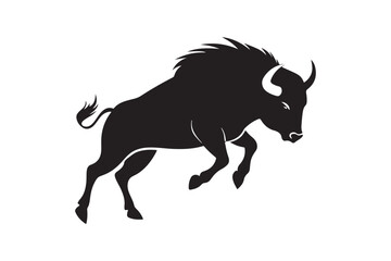 Bison silhouette vector illustration, Bison silhouette vector, Bison silhouette PNG