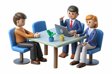 Flat Vector Illustration of a Candid Business Meeting Discussing Profits and Financial Strategies with Realistic Expressions