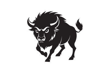 Bison silhouette vector illustration, Bison silhouette vector, Bison silhouette PNG