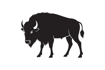 Bison silhouette vector illustration, Bison silhouette vector, Bison silhouette PNG