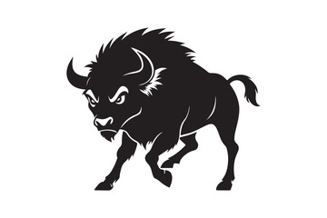 Obraz premium Bison silhouette vector illustration, Bison silhouette vector, Bison silhouette PNG