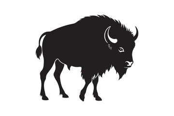 Bison silhouette vector illustration, Bison silhouette vector, Bison silhouette PNG