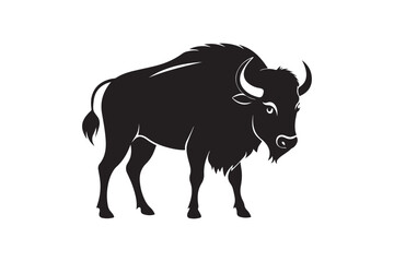 Bison silhouette vector illustration, Bison silhouette vector, Bison silhouette PNG