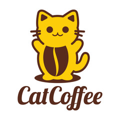 cat coffee cafe minimalist logo design