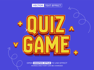 quiz game editable text, font effect, 3d text for title