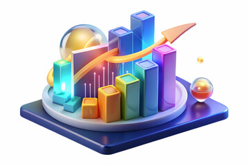 Abstract Glowing Profit Growth Charts in a Vibrant Digital Art Environment: Visualize Financial Success and Achievement with Bright Colors and Light Streaks