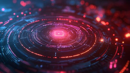 Obraz premium Layered holographic tech overlays on a muted background with futuristic details