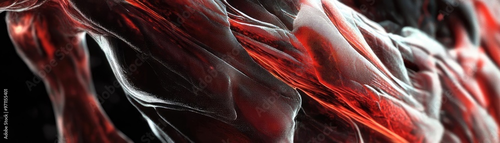 Poster abstract representation of muscles, showcasing intricate textures and dynamic movement, ideal for ar
