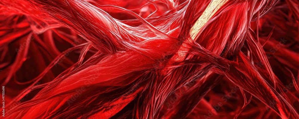 Poster abstract red texture resembling fibers, showcasing vibrant shades and intricate patterns, perfect fo