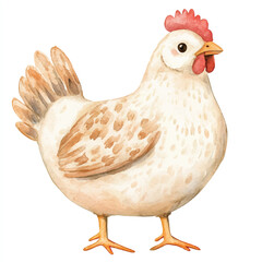 cute Chicken watercolor clipart illustration isolated