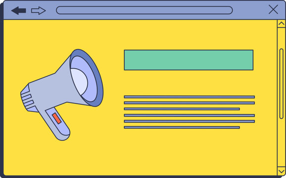 Megaphone on webpage symbolizes job announcement, highlighting recruitment drive urgency.