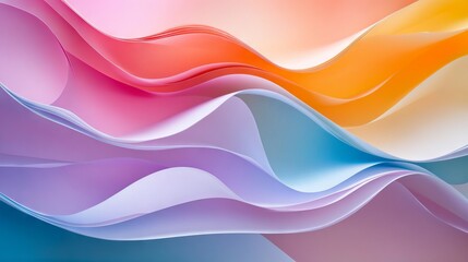 Abstract Colorful Waves of Paper with Flowing Shapes and Soft Lighting. AI generated illustration