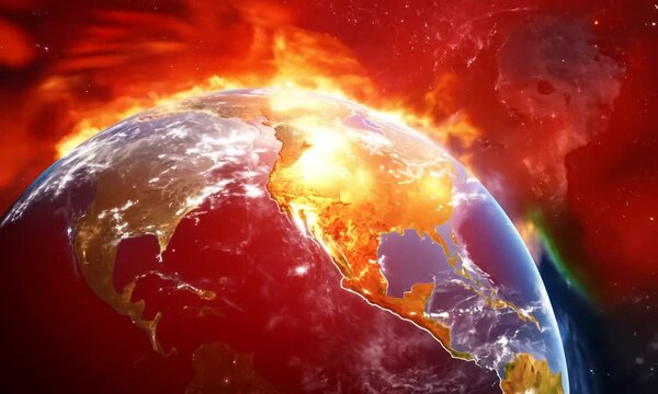 Apocalypse, end of the world, exploding earth, extinction. Generative AI