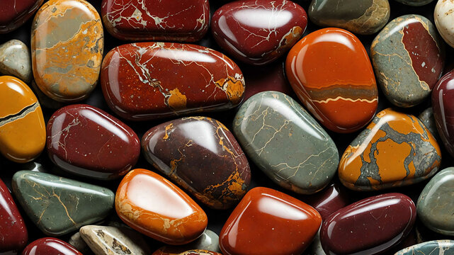 Tumbled jasper stone with plain background