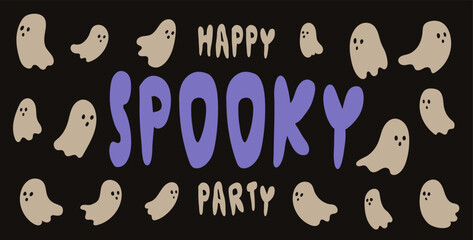 Invitation to a haunted Halloween party. Ghost party poster.  Simple design. Vector illustration