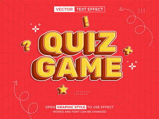 quiz game editable text, font effect, 3d text for title