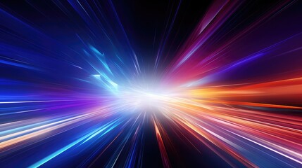 Obraz premium A vibrant abstract representation of light and motion, suggesting speed and energy through dynamic color streaks.