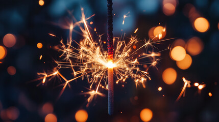 Obraz premium New Year's festive sparkler at night.