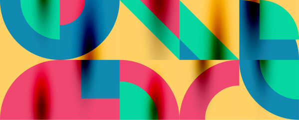 Obraz premium Neo memphis geometric pattern with circles, squares. Pop art abstract background for covers, banners, flyers and posters and other templates