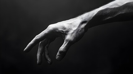 Fototapeta premium Masculine Hand with Muscular Grip Showcasing Strength and Power in Monochrome