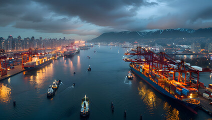 Naklejka premium Freight transport import and export terminal