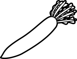 Radish coloring outline illustration vector