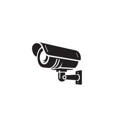 CC tv camera silhouette. CC camera logo, icon vector design isolated on white backgorund.