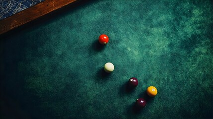 Strategic Snooker Table with Carefully Positioned Balls on Rich Green Felt
