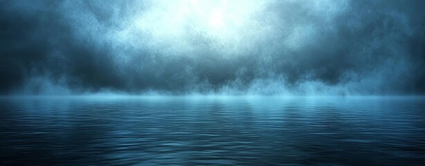 Obraz premium Deep, moody blue background with misty overlays, evoking the mystery and depth of a night sea The texture should be both calming and intriguing