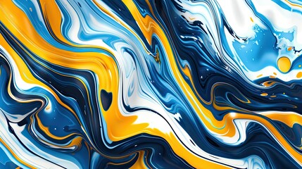 Obraz premium A vibrant abstract swirl of blue, orange, and white colors, creating a dynamic and fluid design.
