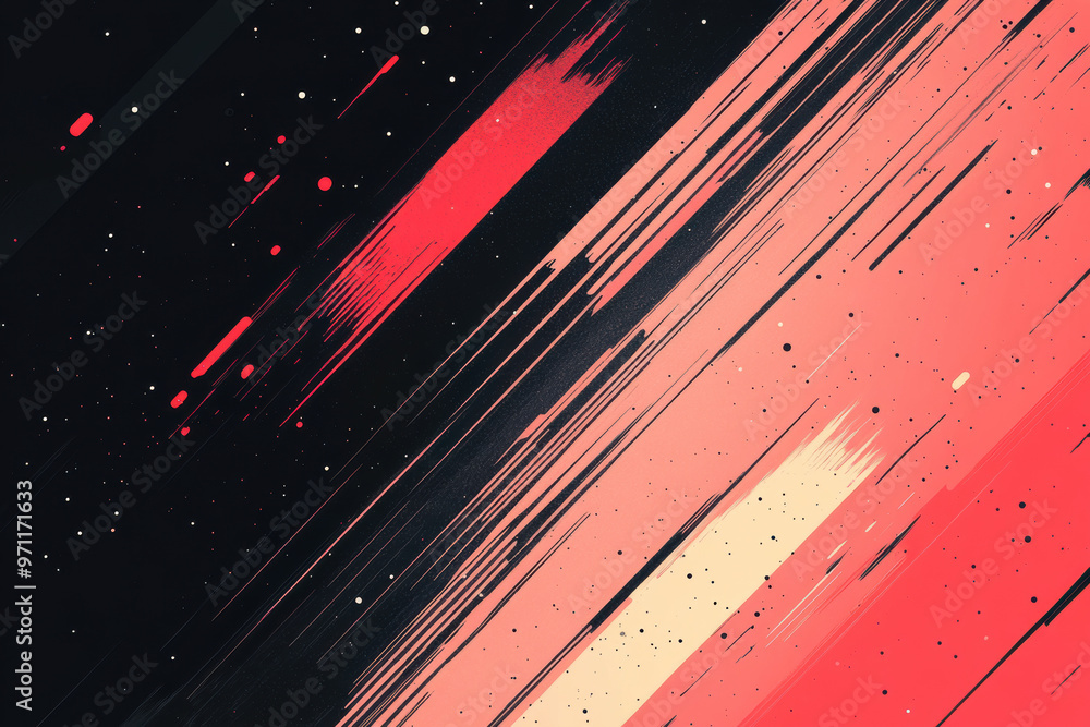 Poster abstract digital artwork with dynamic red and dark streaks creating a modern, energetic, and futuris