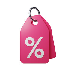 pink sale tag percent sign Discount Price 3D Render Illustration Icon
